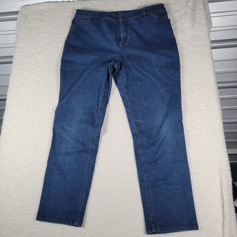 J. Jill Straight Leg Jeans Womens 16 Blue Medium Wash Stretch Denim Mid Rise